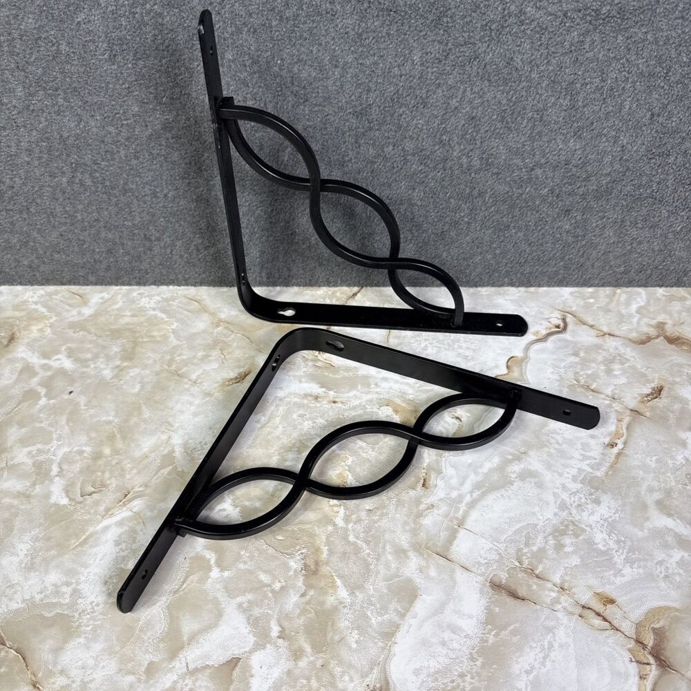 Celtic Scroll solid metal Wall Brackets - Black - 8 Inch - Set of 2